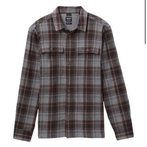 prAna Men’s $120 Glover Park Lined Flannel Shirt in Flint Heather size Medium